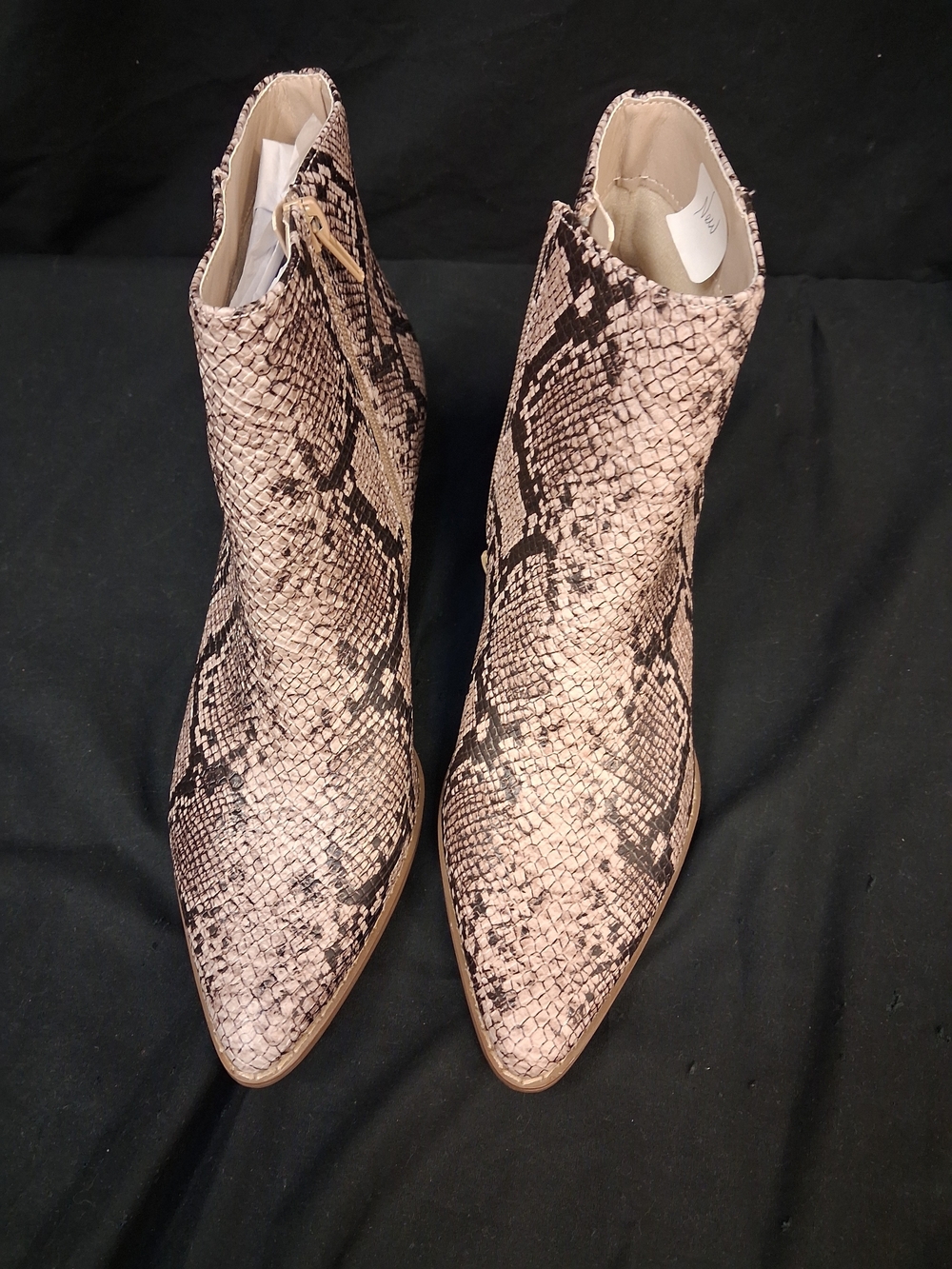 Spirit Pink Snake-Print Pointed Ankle Booties